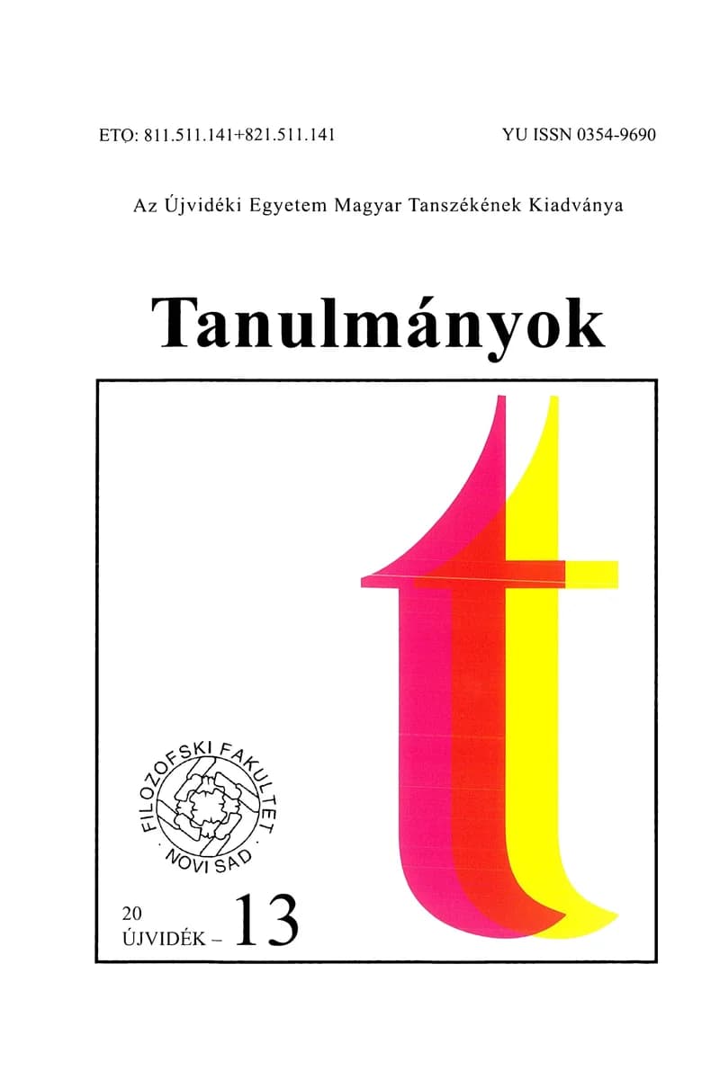 Tanulmányok, 43. évf. 2013. 46. sz. 1–189. oldal