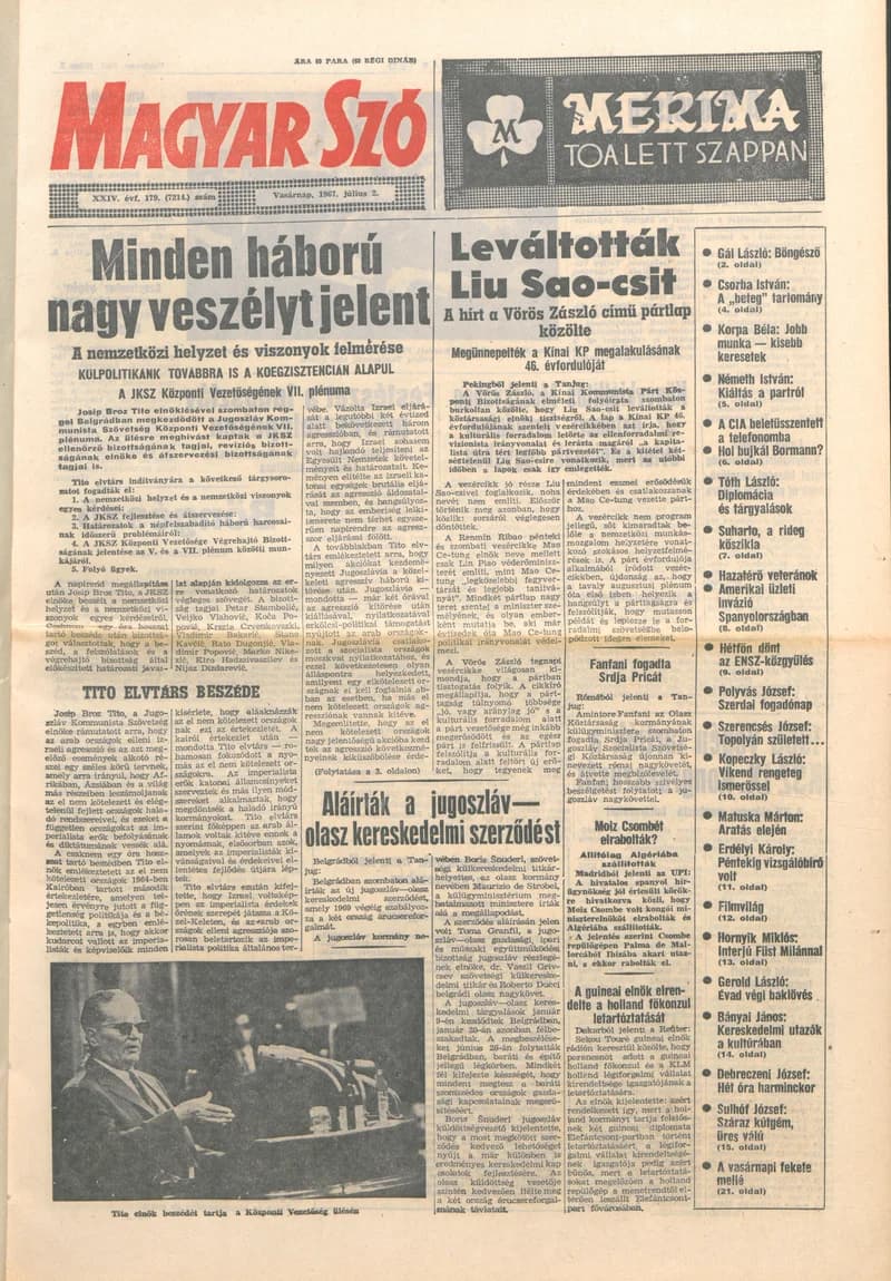 Magyar Szó, 24. évf. 1967. július 2. 179. sz. 1–24. oldal