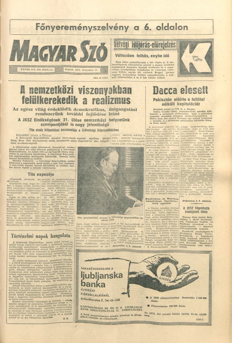 Magyar Szó, 28. évf. 1971. december 17. 345. sz.