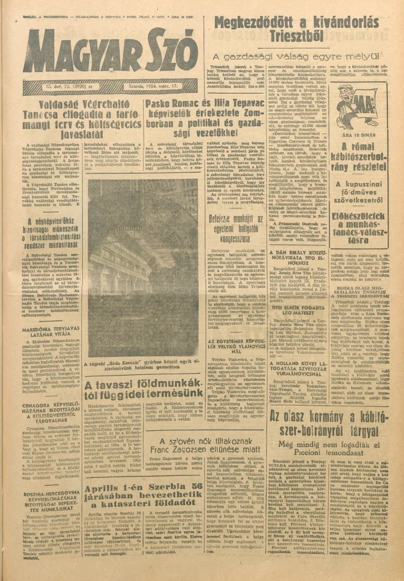 Magyar Szó, 11. évf. 1954. március 17. 72. sz. 1–10. oldal