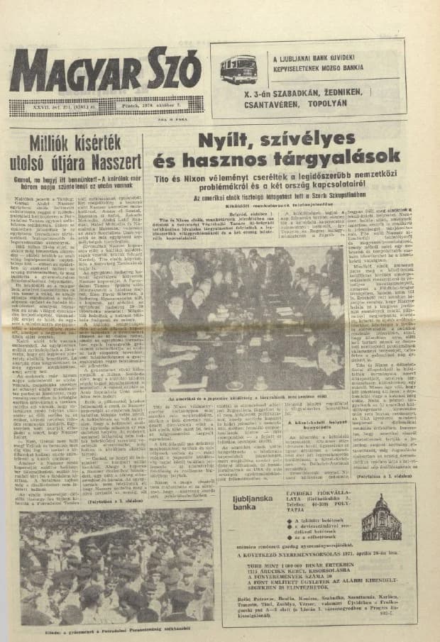 Magyar Szó, 27. évf. 1970. október 2. 271. sz. 1–12. oldal