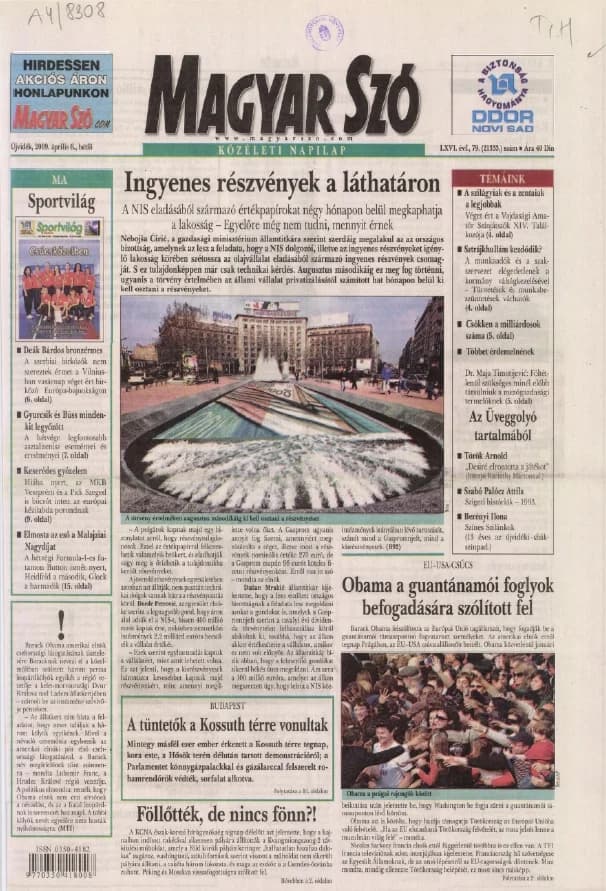 Magyar Szó, 66. évf. 2009. április 6. 79. sz. 1–16. oldal
