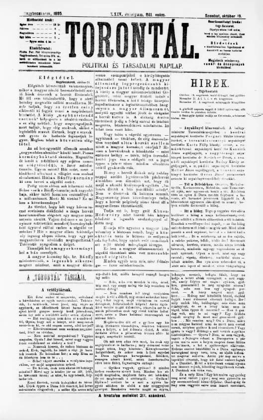 Torontál, 24. évf. 1895. október 19. 241. sz.