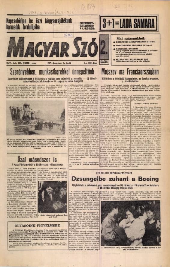 Magyar Szó, 44. évf. 1987. december 1. 329. sz. 1–20. oldal