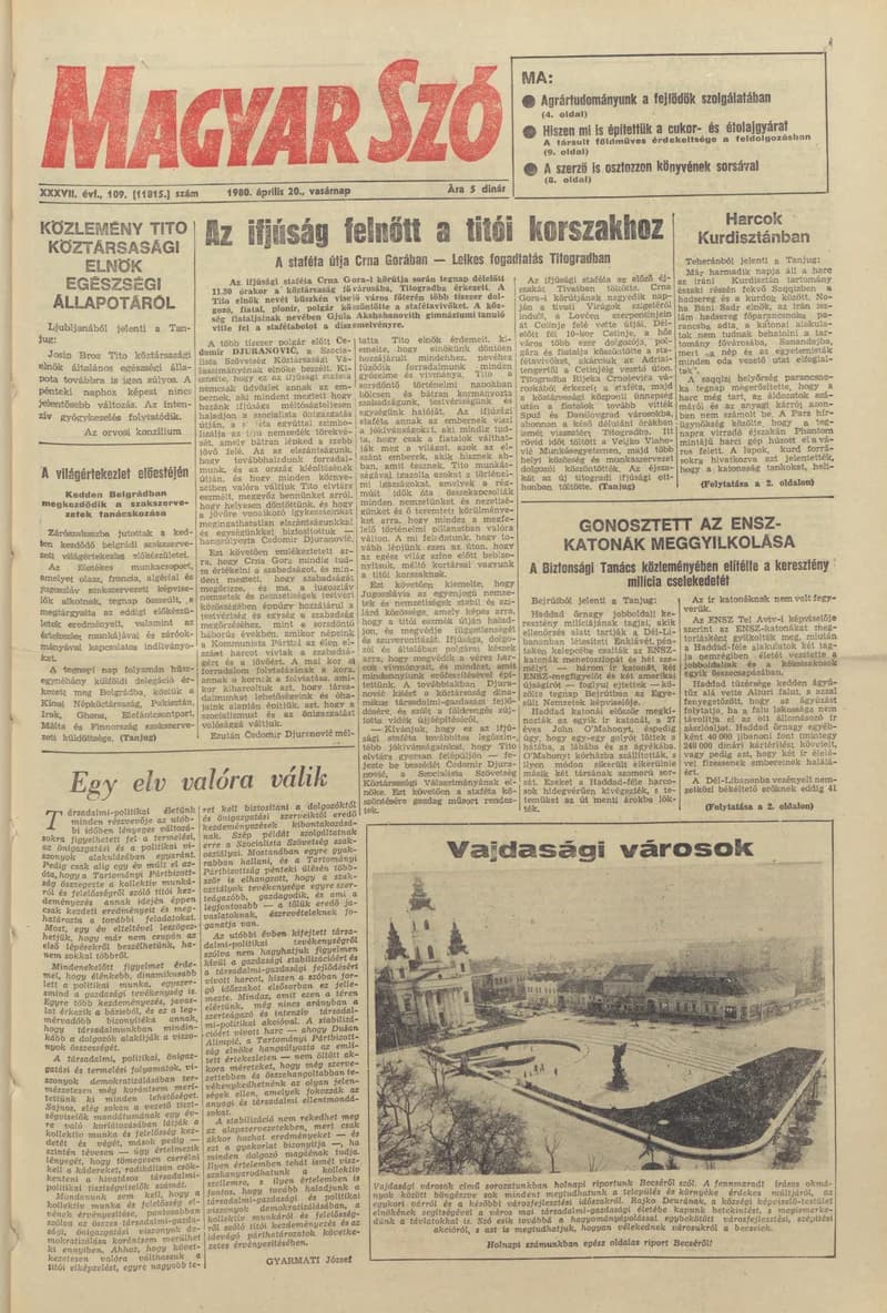 Magyar Szó, 37. évf. 1980. április 20. 109. sz. 1–28. oldal