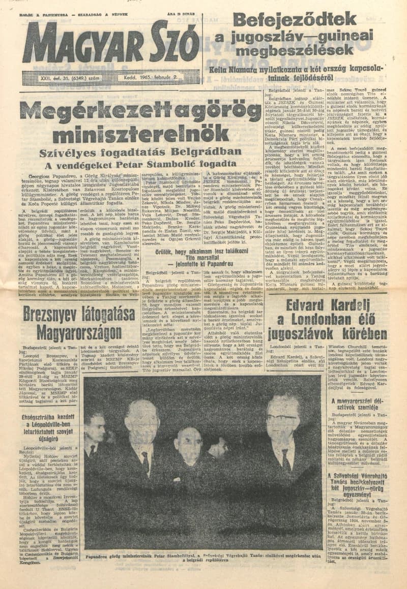 Magyar Szó, 22. évf. 1965. február 2. 31. sz. 1–16. oldal