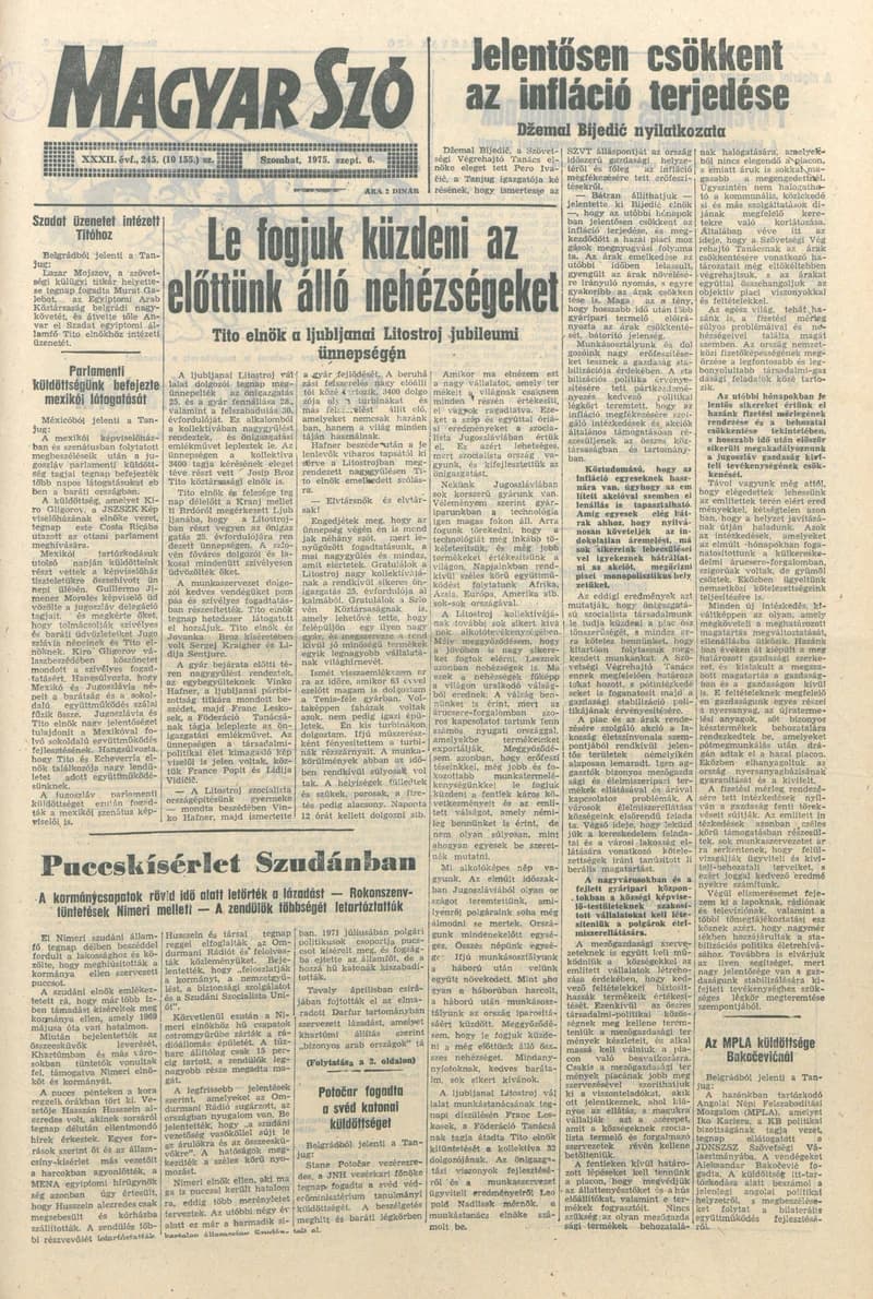 Magyar Szó, 32. évf. 1975. szeptember 6. 245. sz.