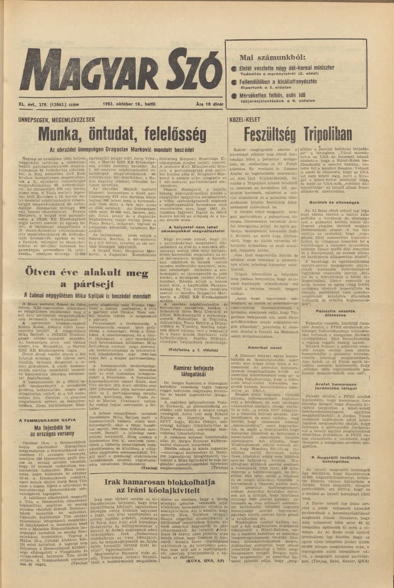 Magyar Szó, 40. évf. 1983. október 10. 279. sz.