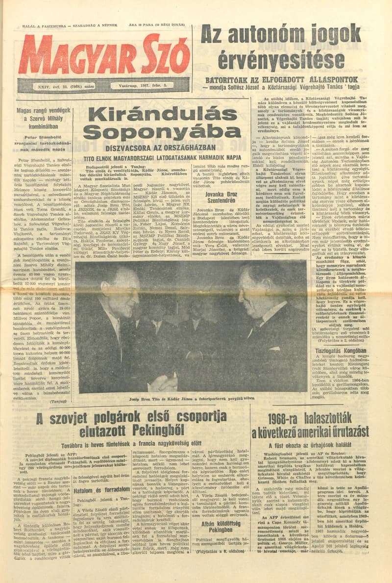 Magyar Szó, 24. évf. 1967. február 5. 33. sz. 1–24. oldal