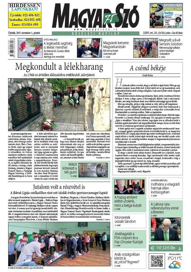 Magyar Szó, 76. évf. 2019. november 1. 255. sz. 1–16. oldal