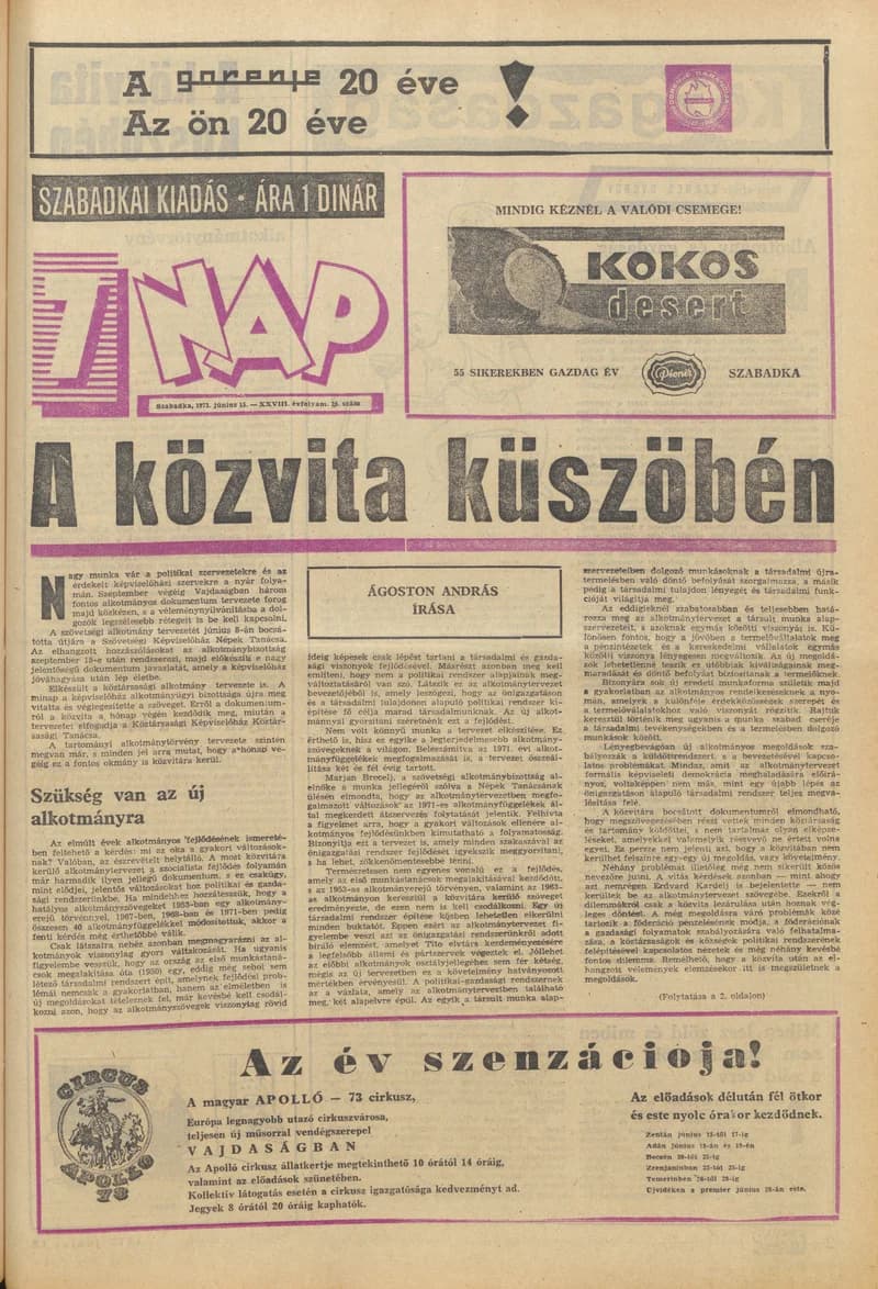 7 Nap, 28. évf. 1973. június 15. 24. sz. 1–28. oldal