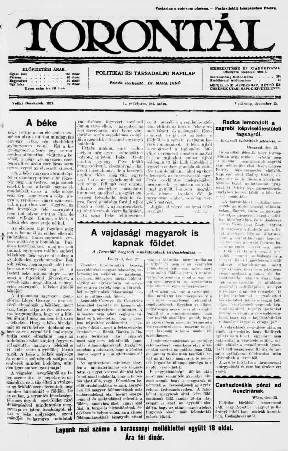 Torontál, 50. évf. 1921. december 25. 284. sz.