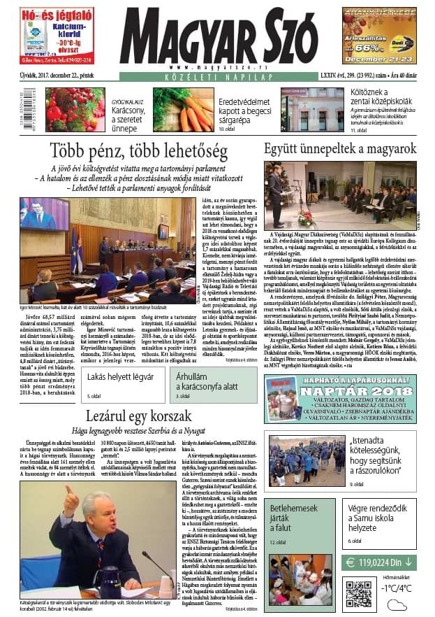 Magyar Szó, 74. évf. 2017. december 22. 299. sz. 1–16. oldal