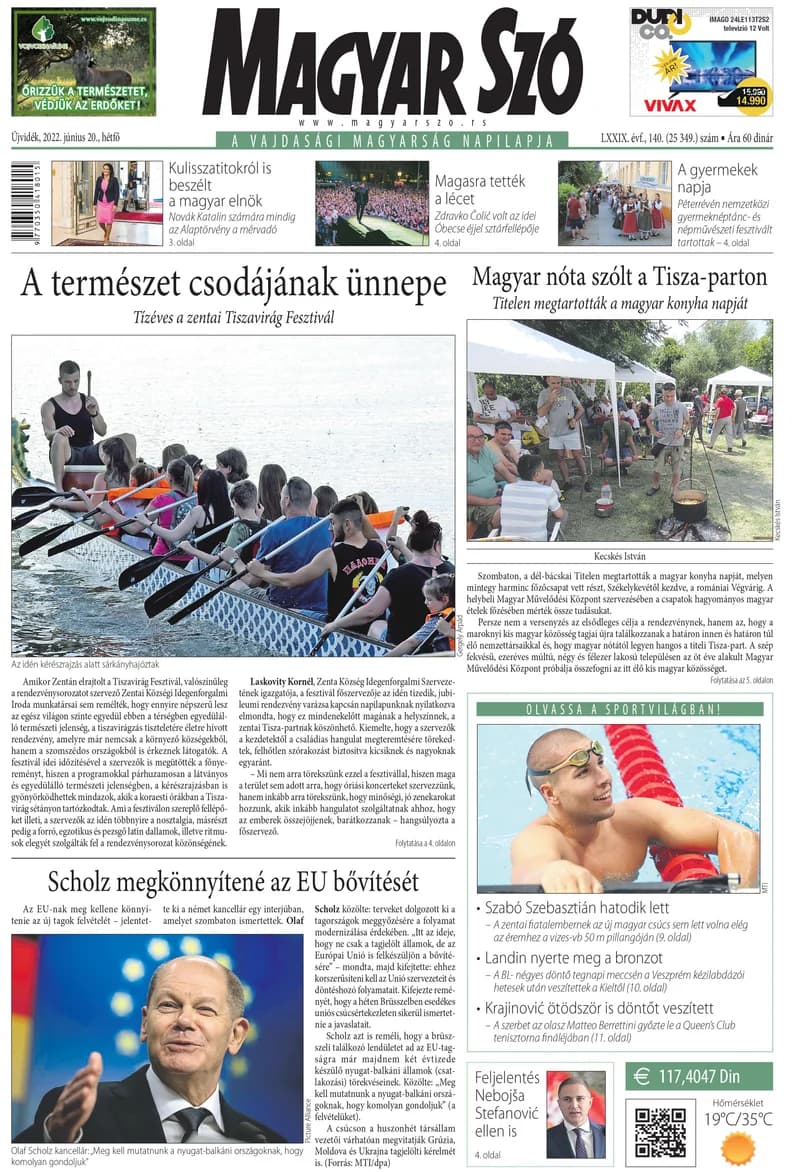 Magyar Szó, 79. évf. 2022. június 20. 140. sz. 1–16. oldal