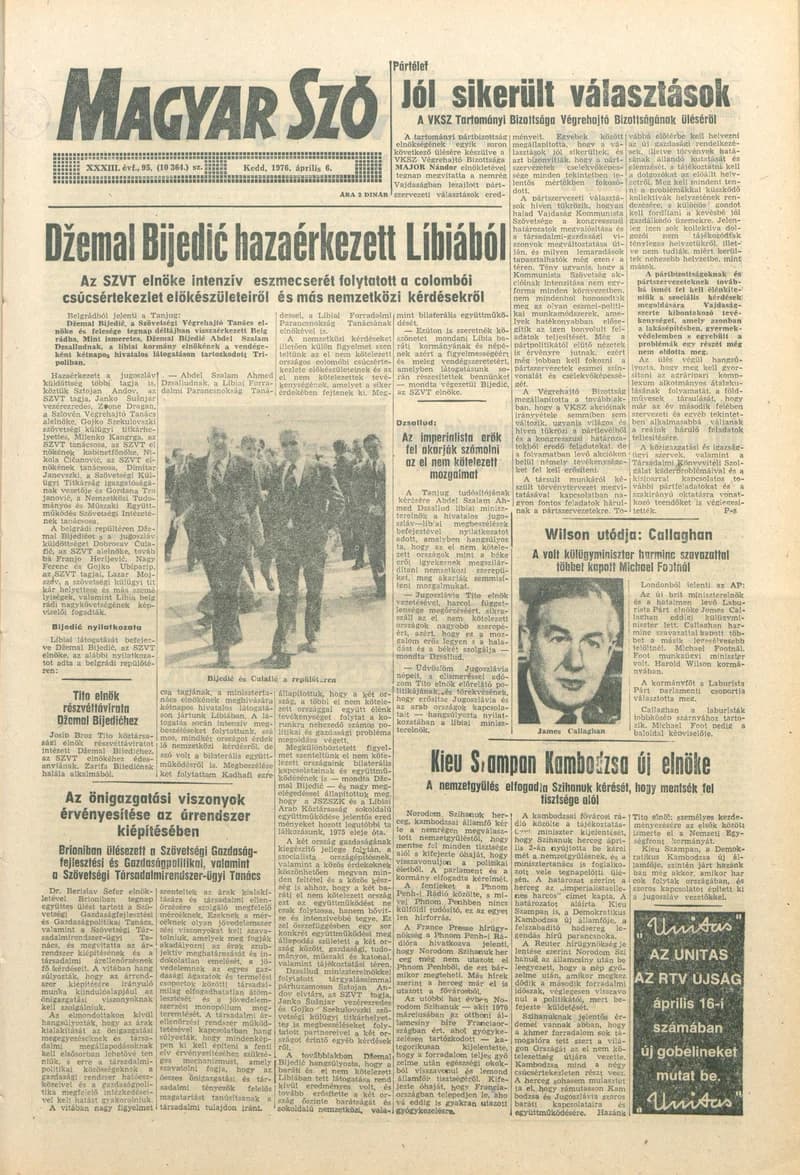 Magyar Szó, 33. évf. 1976. április 6. 95. sz. 1–20. oldal