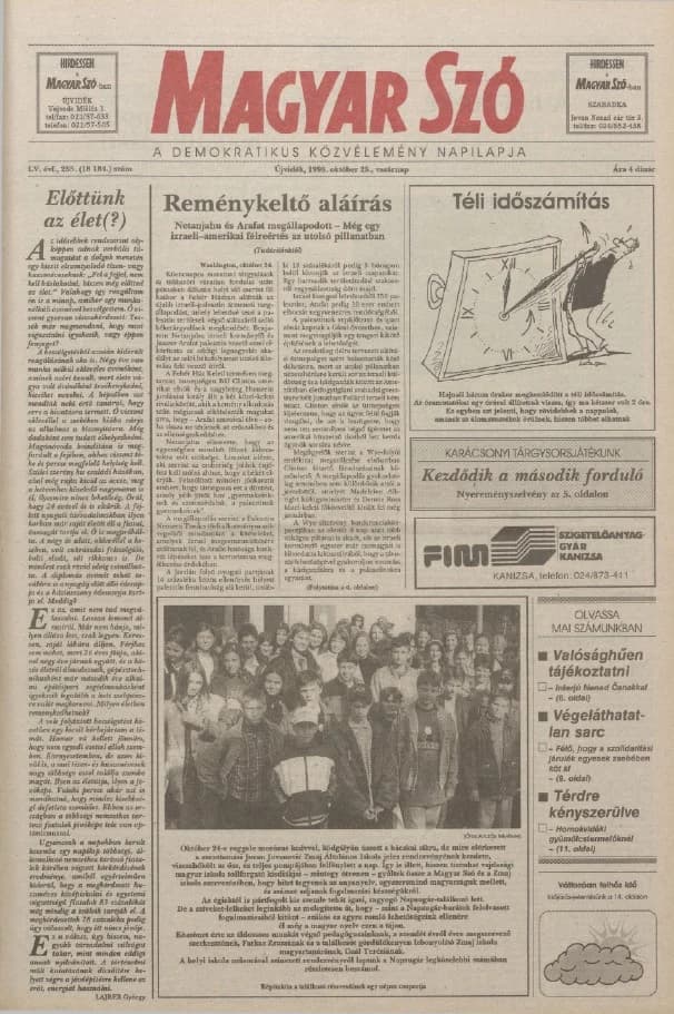 Magyar Szó, 55. évf. 1998. október 25. 255. sz. 1–24. oldal