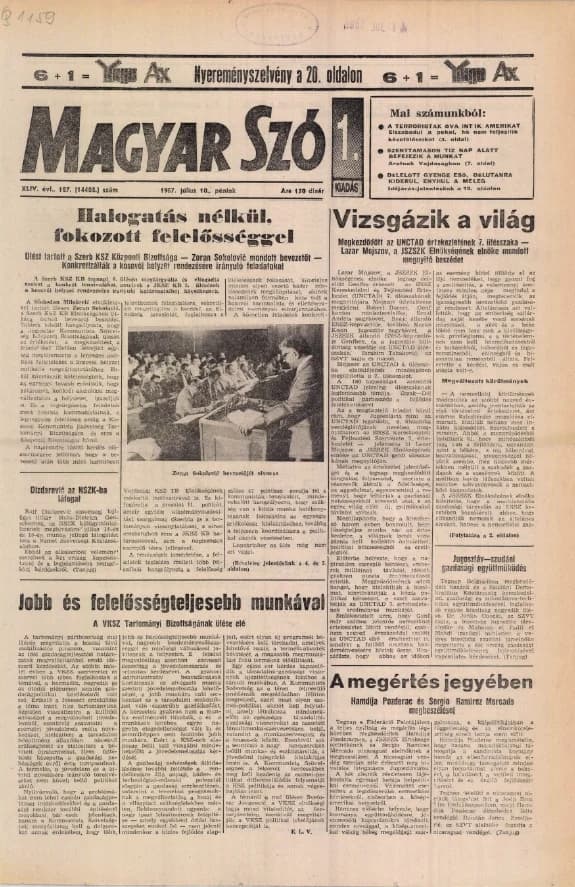 Magyar Szó, 44. évf. 1987. július 10. 187. sz. 1–20. oldal