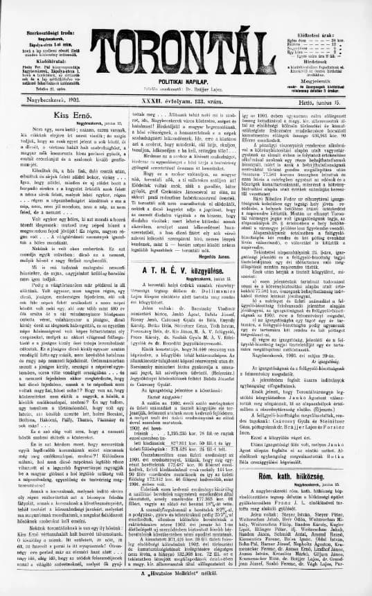 Torontál, 32. évf. 1903. június 15. 133. sz.