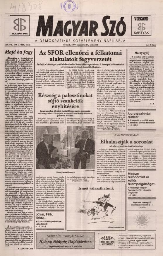 Magyar Szó, 54. évf. 1997. augusztus 14. 190. sz. 1–16. oldal