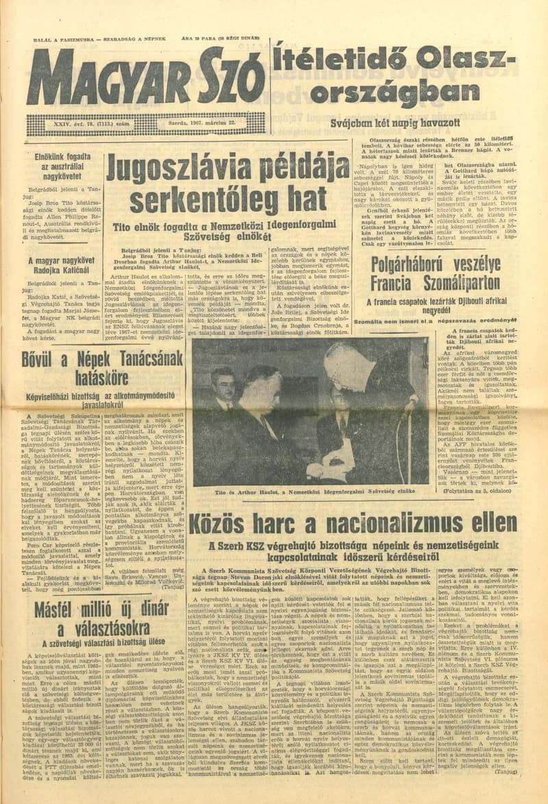 Magyar Szó, 24. évf. 1967. március 22. 78. sz. 1–16. oldal