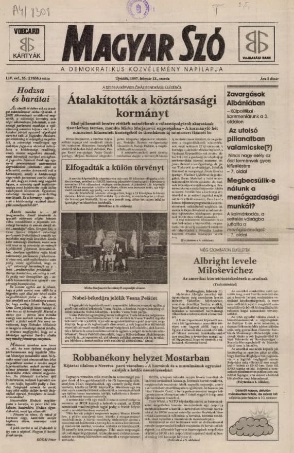 Magyar Szó, 54. évf. 1997. február 12. 35. sz. 1–16. oldal
