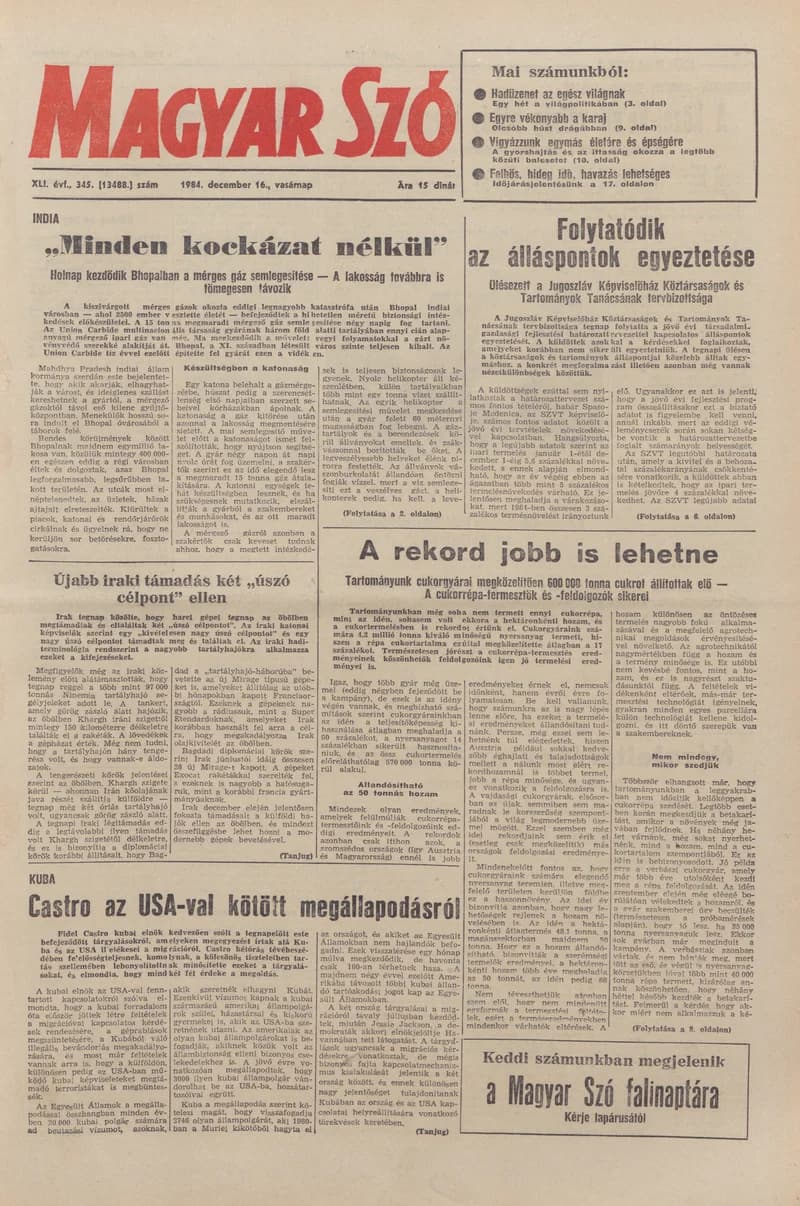 Magyar Szó, 41. évf. 1984. december 16. 345. sz. 1–32. oldal