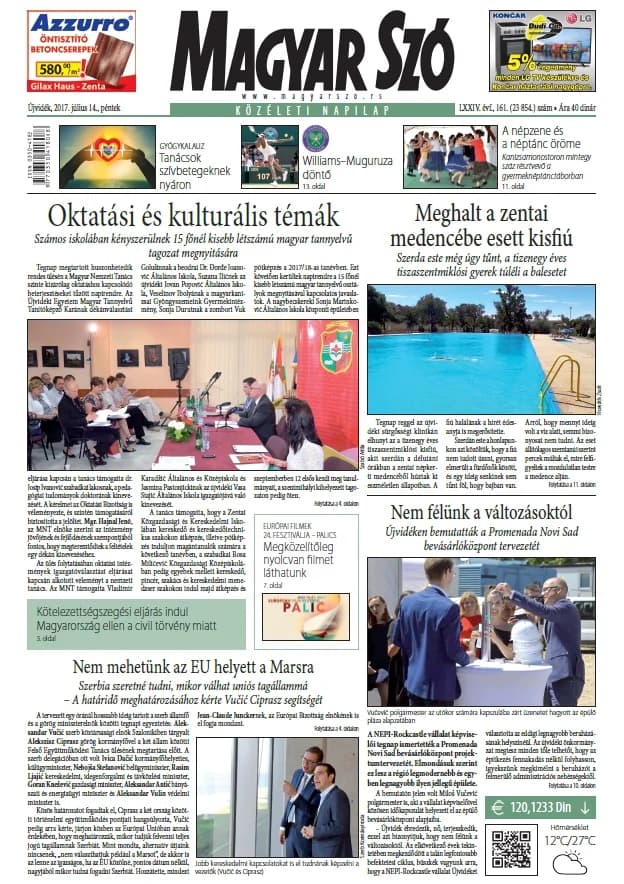 Magyar Szó, 74. évf. 2017. július 14. 161. sz. 1–16. oldal