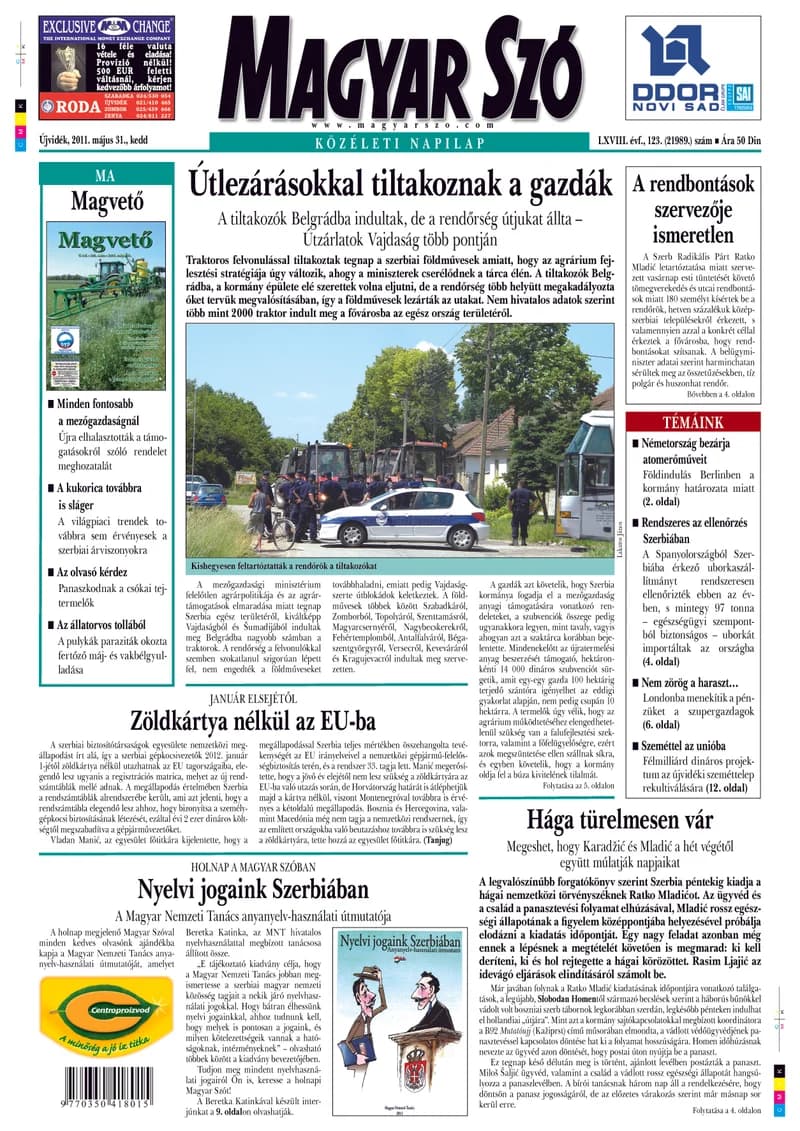 Magyar Szó, 68. évf. 2011. május 31. 123. sz. 1–20. oldal