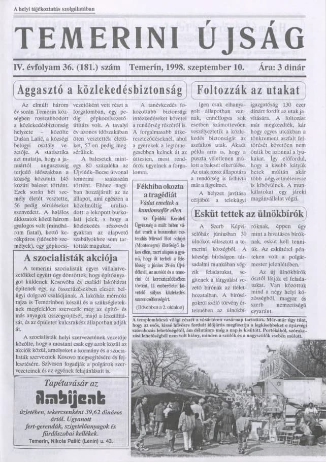 Temerini Újság, 4. évf. 1998. szeptember 10. 36. sz.