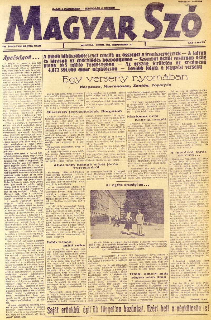 Magyar Szó, 7. évf. 1950. szeptember 11. 216. sz. 1–4. oldal