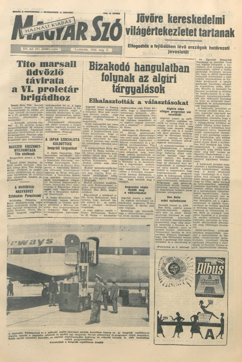 Magyar Szó, 19. évf. 1962. augusztus 2. 211. sz. 1–12. oldal