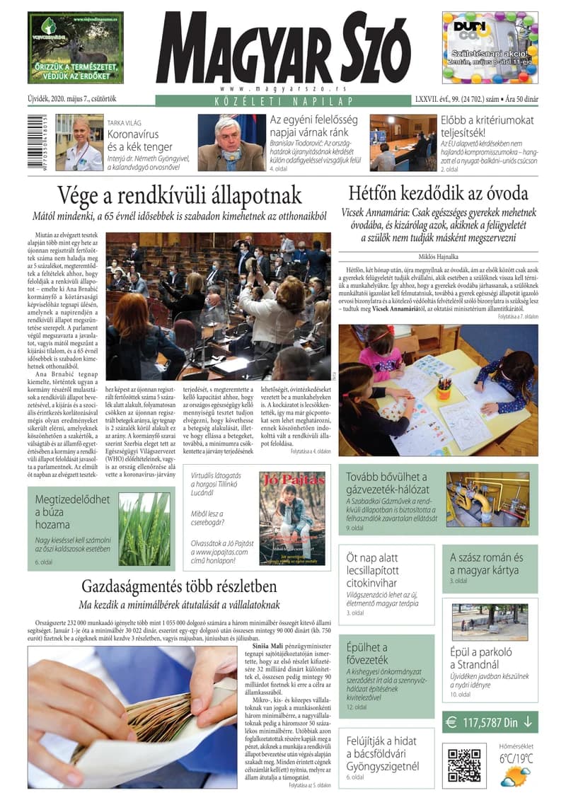 Magyar Szó, 77. évf. 2020. május 7. 99. sz. 1–16. oldal