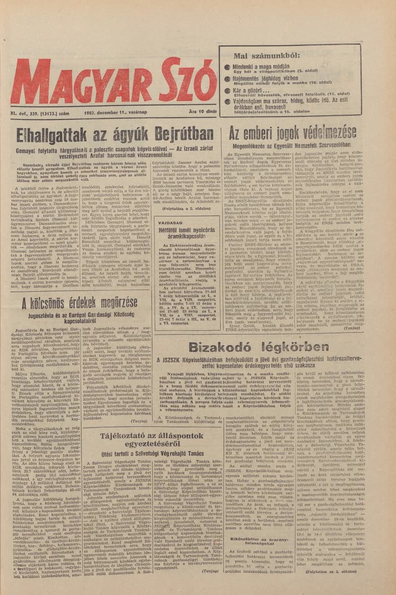 Magyar Szó, 40. évf. 1983. december 11. 339. sz.