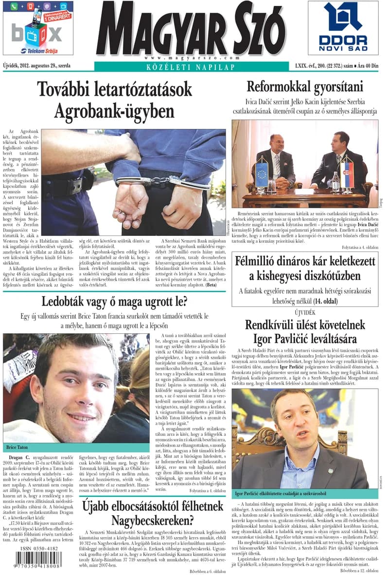 Magyar Szó, 69. évf. 2012. augusztus 29. 200. sz. 1–20. oldal