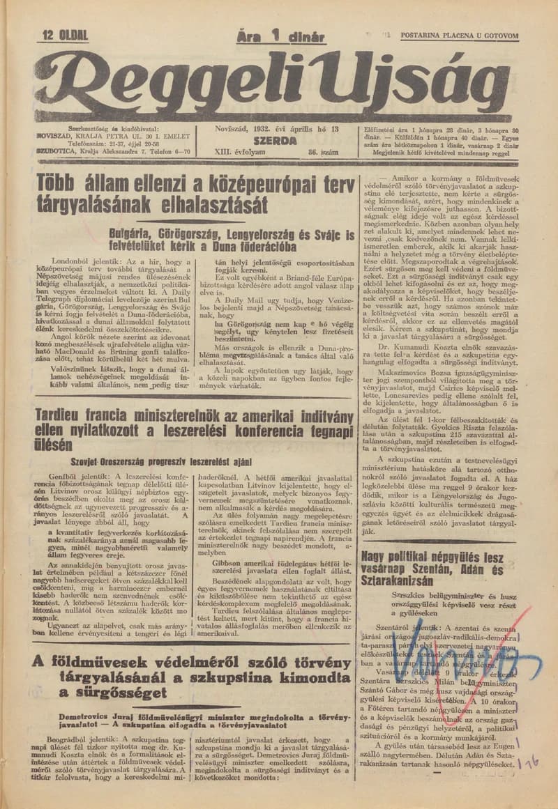 Reggeli Újság, 13. évf. 1932. április 13. 86. sz.
