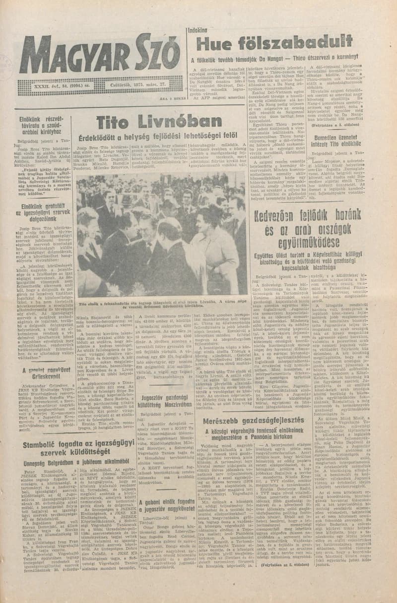 Magyar Szó, 32. évf. 1975. március 27. 84. sz.
