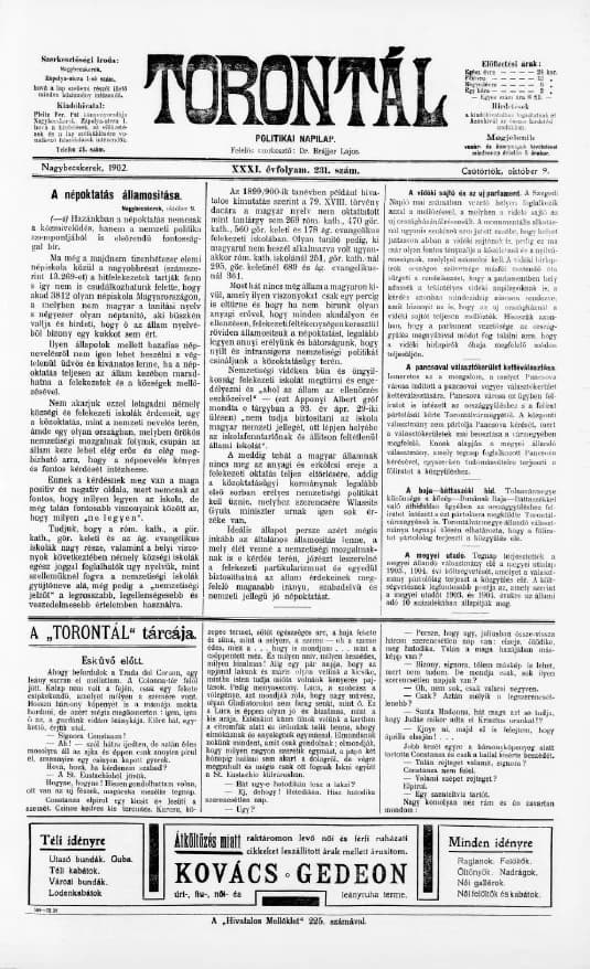 Torontál, 31. évf. 1902. október 9. 231. sz.