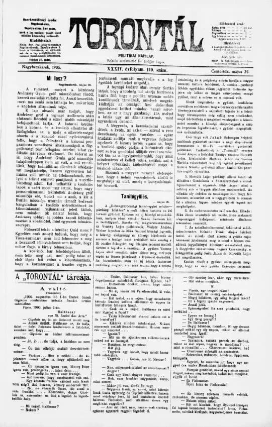 Torontál, 34. évf. 1905. május 25. 119. sz.