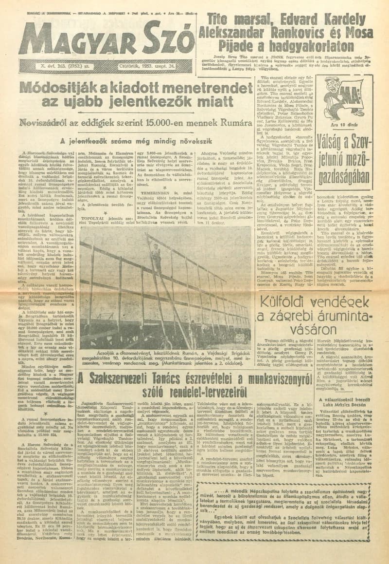 Magyar Szó, 10. évf. 1953. szeptember 24. 263. sz. 1–8. oldal