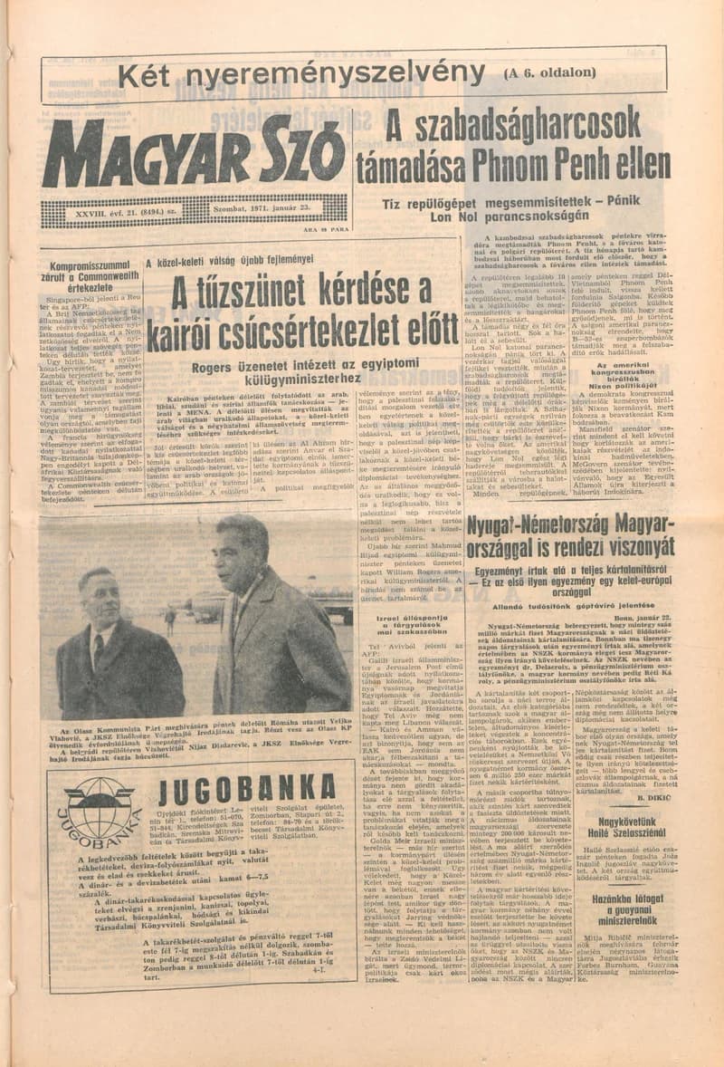 Magyar Szó, 28. évf. 1971. január 23. 21. sz. 1–20. oldal