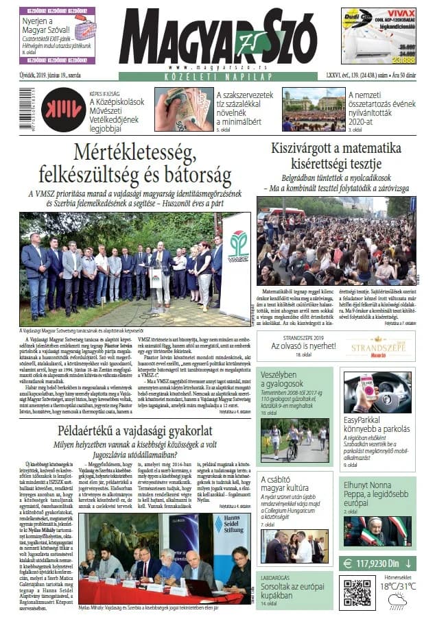 Magyar Szó, 76. évf. 2019. június 19. 139. sz. 1–16. oldal