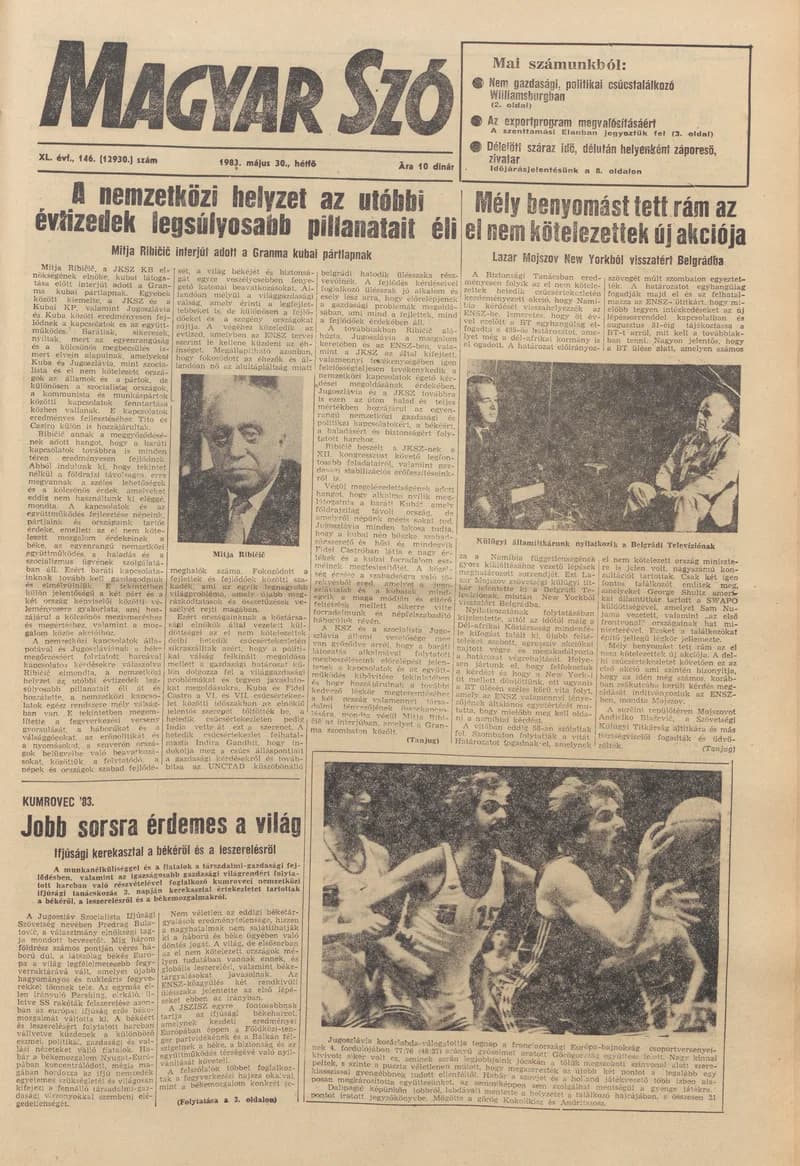 Magyar Szó, 40. évf. 1983. május 30. 146. sz. 1–16. oldal