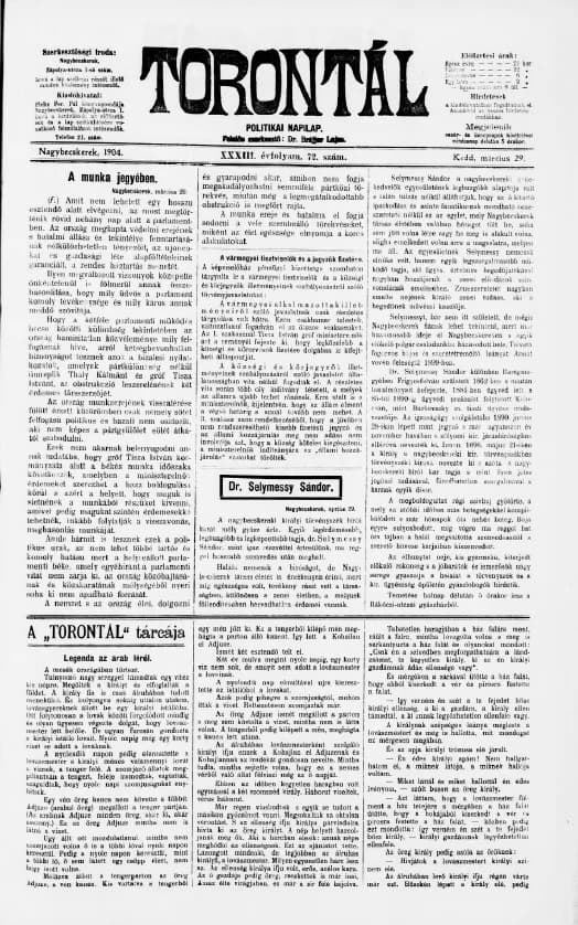 Torontál, 33. évf. 1904. március 29. 72. sz.