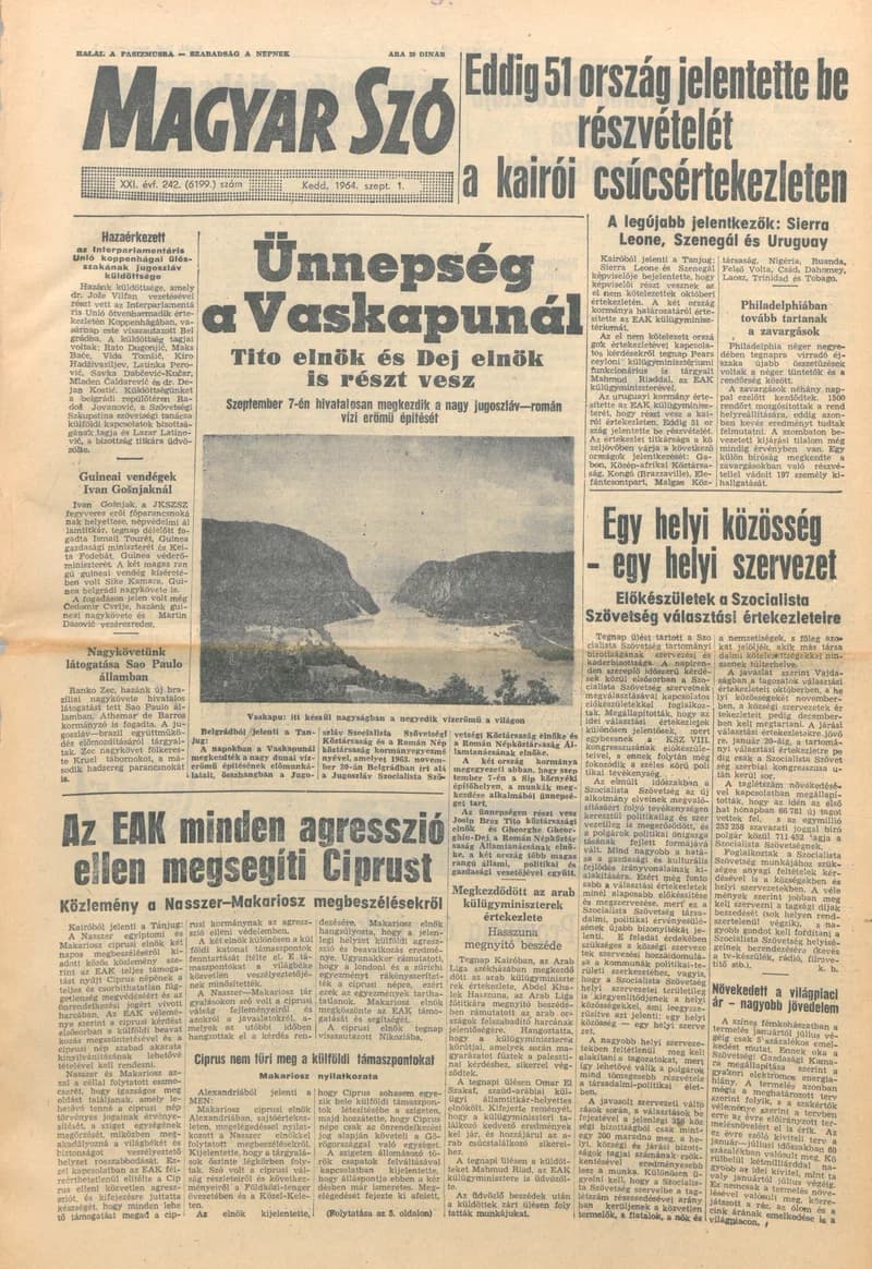 Magyar Szó, 21. évf. 1964. szeptember 1. 242. sz.
