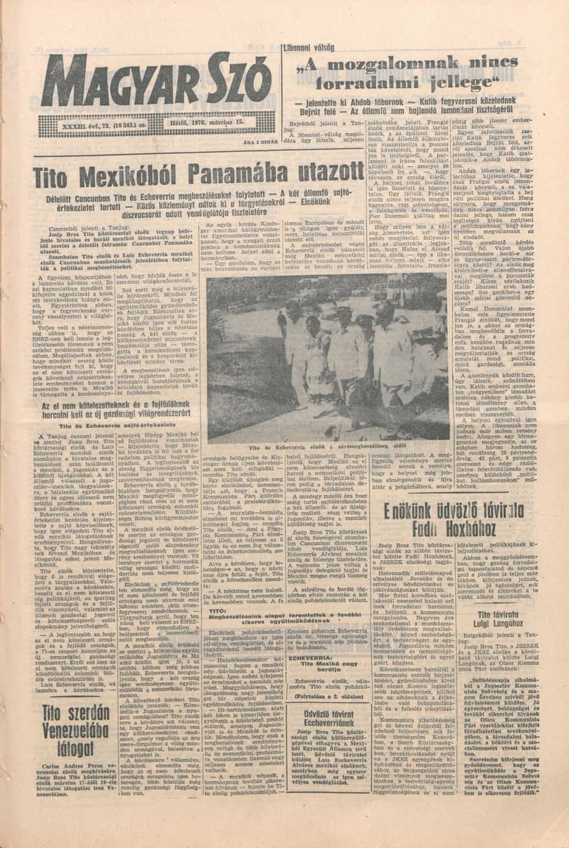 Magyar Szó, 33. évf. 1976. március 15. 73. sz. 1–8. oldal