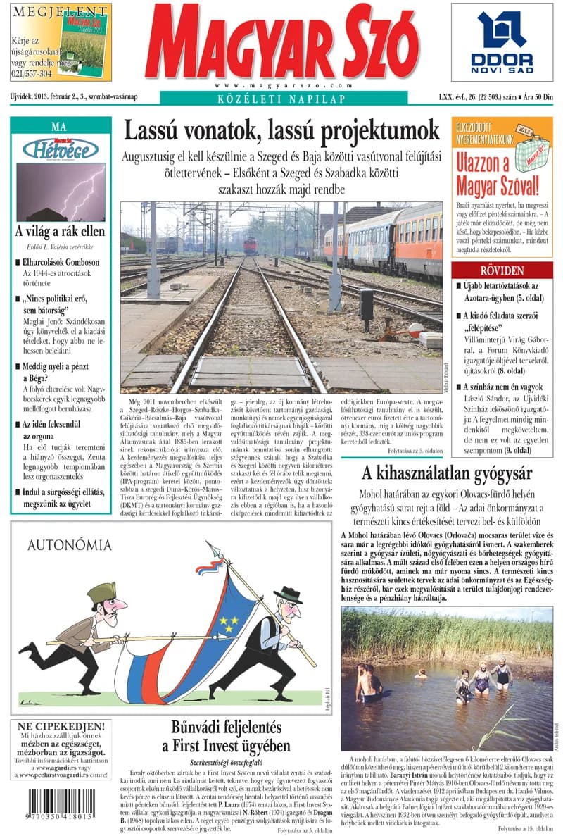 Magyar Szó, 70. évf. 2013. február 2. – 3. 26. sz. 1–44. oldal