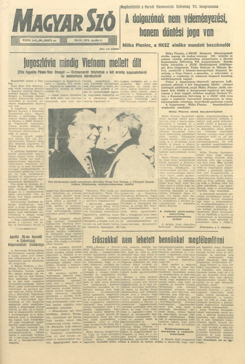 Magyar Szó, 31. évf. 1974. április 8. 96. sz. 1–6. oldal