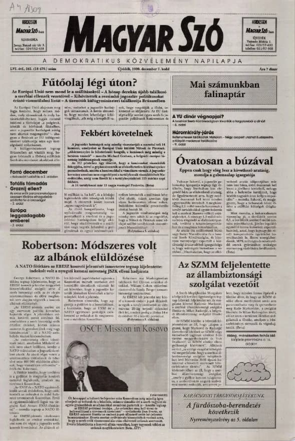 Magyar Szó, 56. évf. 1999. december 7. 241. sz. 1–16. oldal