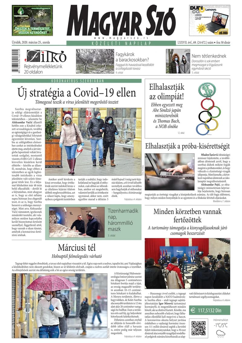Magyar Szó, 77. évf. 2020. március 25. 69. sz. 1–16. oldal