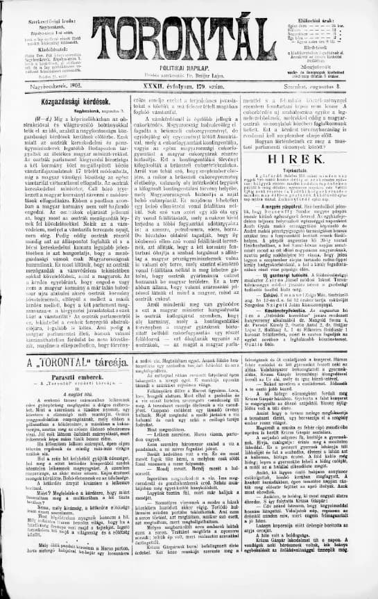 Torontál, 32. évf. 1903. augusztus 8. 179. sz.